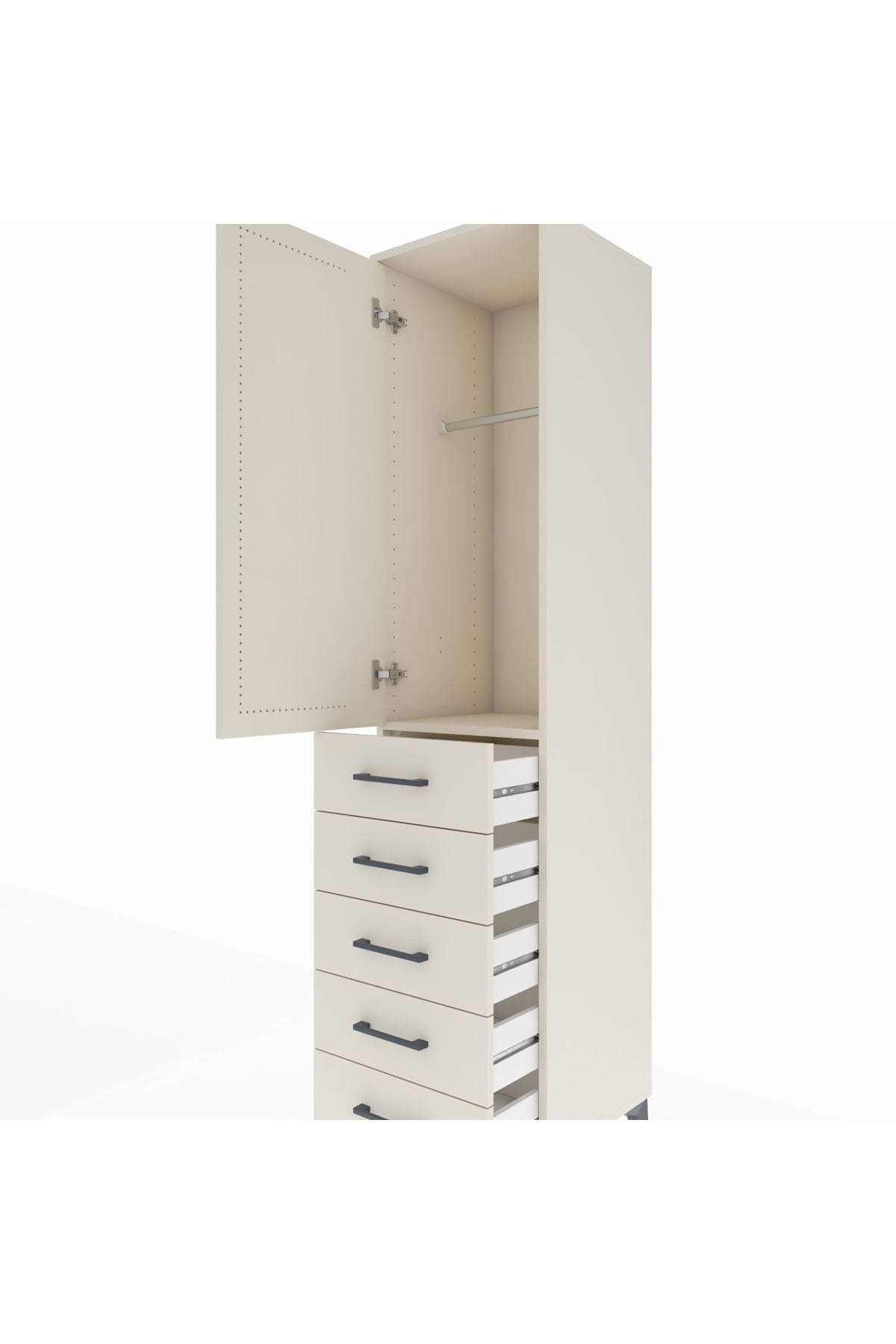 Hyperion Dolap Tek Raflı 5 Çekmeceli Tek Askılı 44x44x195 - S58M077V1B