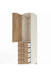 Hyperion Dolap Tek Raflı 5 Çekmeceli Tek Askılı 44x44x195 - S58M077V3B