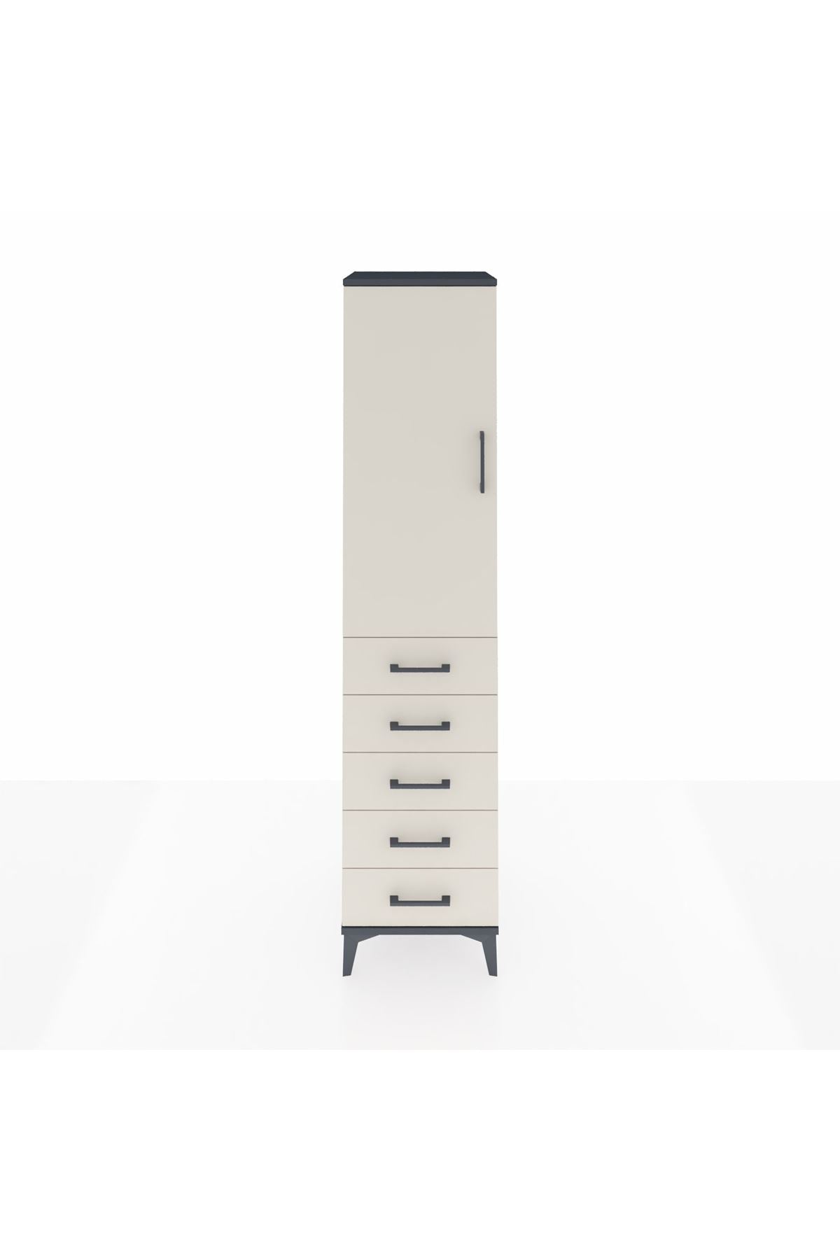 Hyperion Dolap Tek Raflı 5 Çekmeceli Tek Askılı 44x44x195 - S58M077V4B