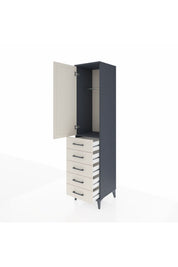 Hyperion Dolap Tek Raflı 5 Çekmeceli Tek Askılı 44x44x195 - S58M077V4B