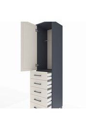 Hyperion Dolap Tek Raflı 5 Çekmeceli Tek Askılı 44x44x195 - S58M077V4B
