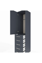 Hyperion Dolap Tek Raflı 5 Çekmeceli Tek Askılı 44x44x195 - S58M077V5B