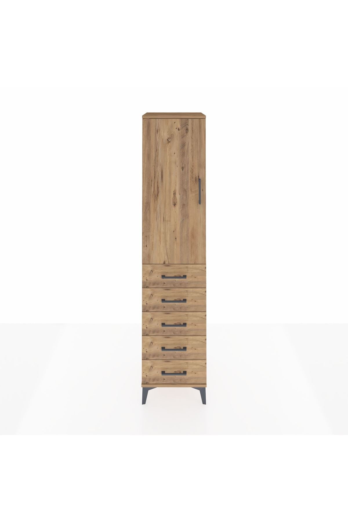 Hyperion Dolap Tek Raflı 5 Çekmeceli Tek Askılı 44x44x195 - S58M077V9B
