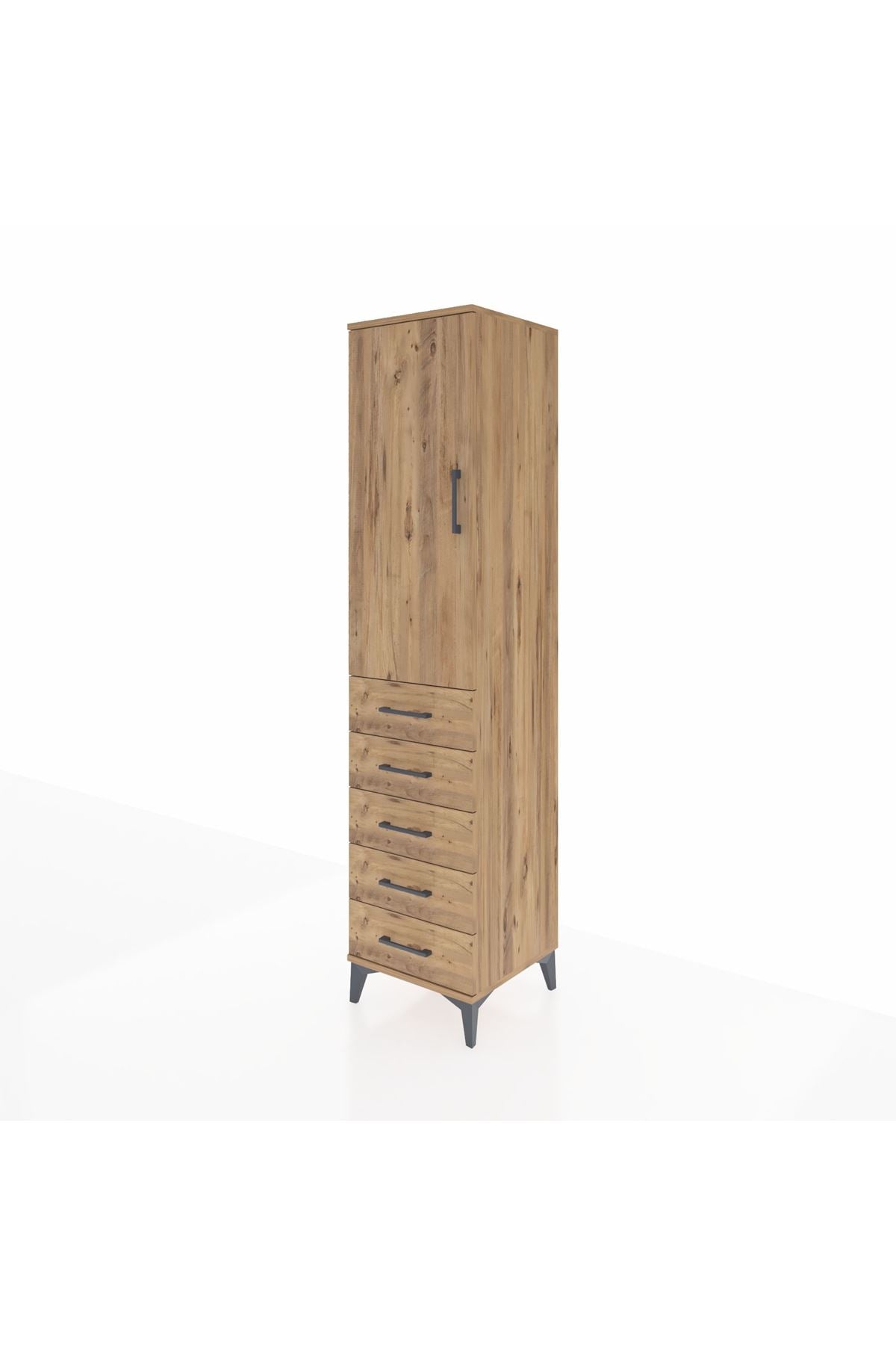 Hyperion Dolap Tek Raflı 5 Çekmeceli Tek Askılı 44x44x195 - S58M077V9B