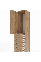 Hyperion Dolap Tek Raflı 5 Çekmeceli Tek Askılı 44x44x195 - S58M077V9B