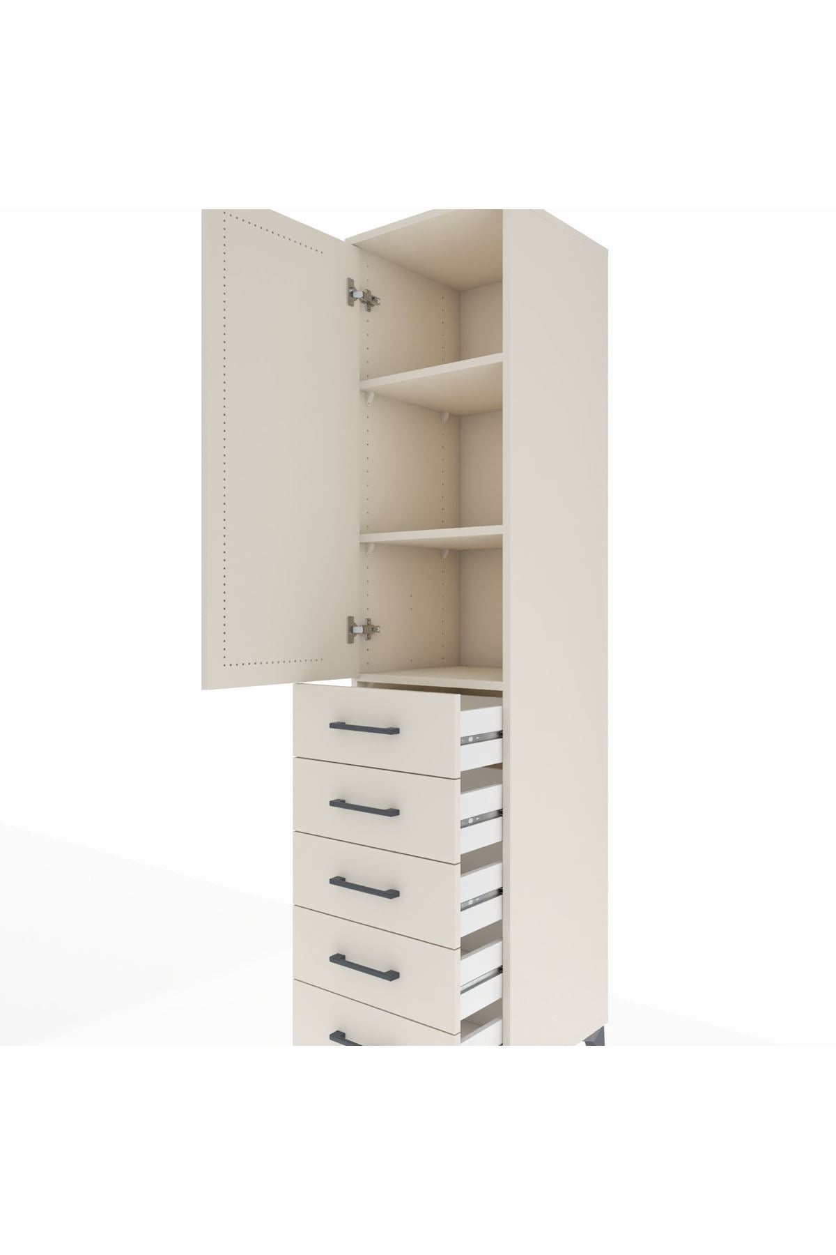 Hyperion Dolap 3 Raflı 5 Çekmeceli Tek Kapaklı 44x44x195 - S58M078V1B