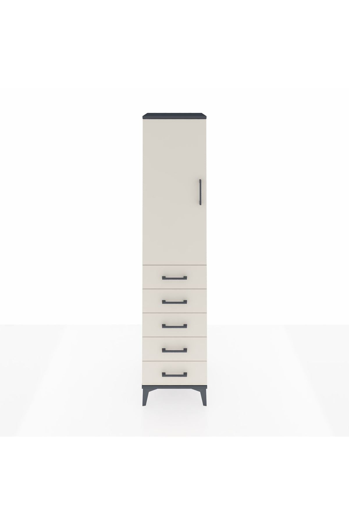 Hyperion Dolap 3 Raflı 5 Çekmeceli Tek Kapaklı 44x44x195 - S58M078V4B