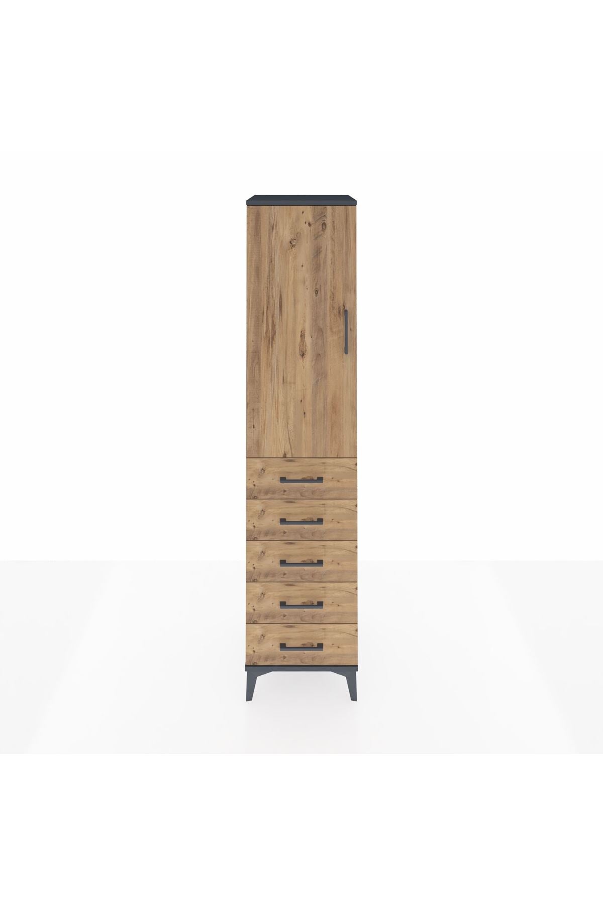 Hyperion Dolap 3 Raflı 5 Çekmeceli Tek Kapaklı 44x44x195 - S58M078V6B