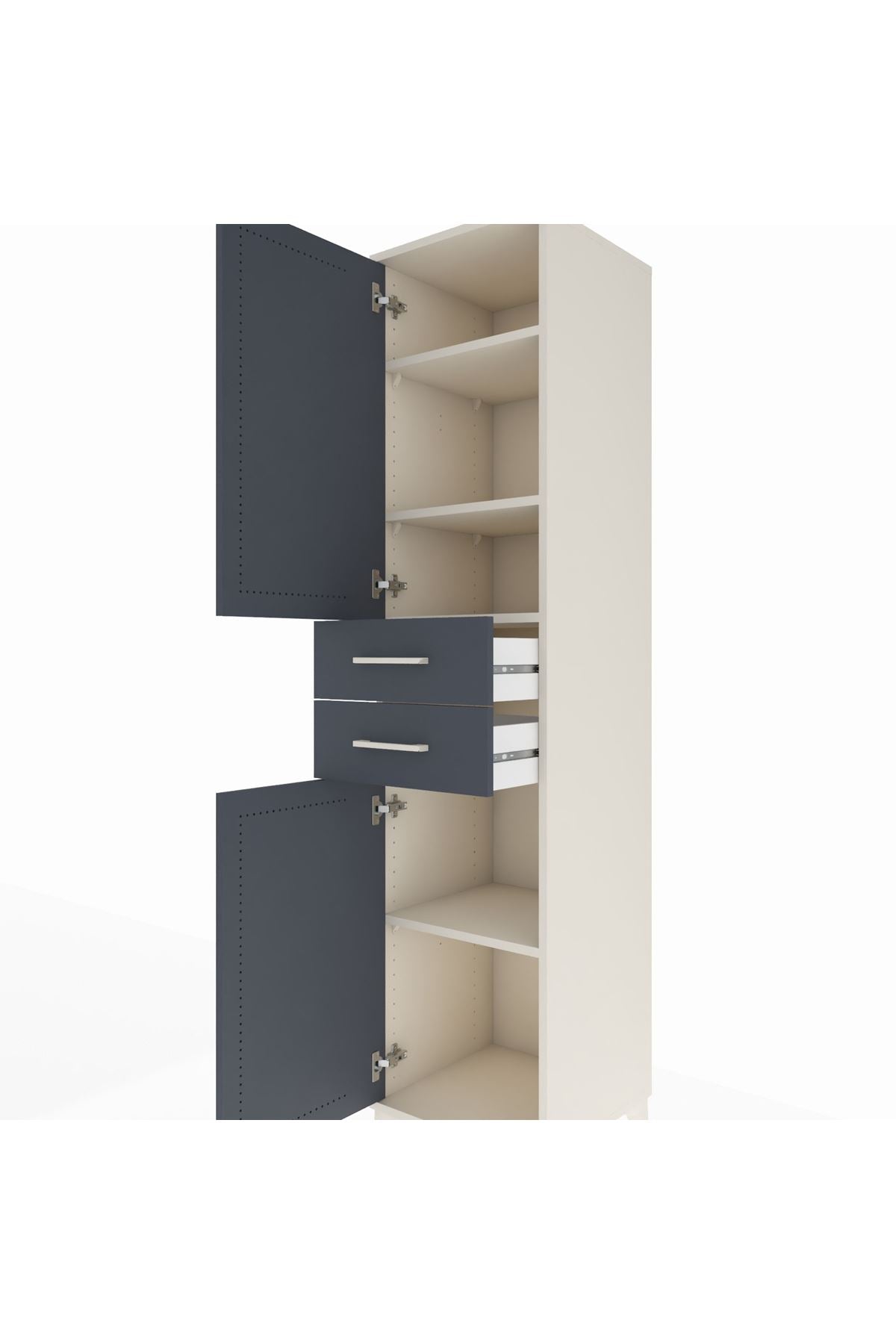 Hyperion Dolap 4 Raflı 2 Çekmeceli Tek Kapaklı 44x44x195 - S58M087V2B