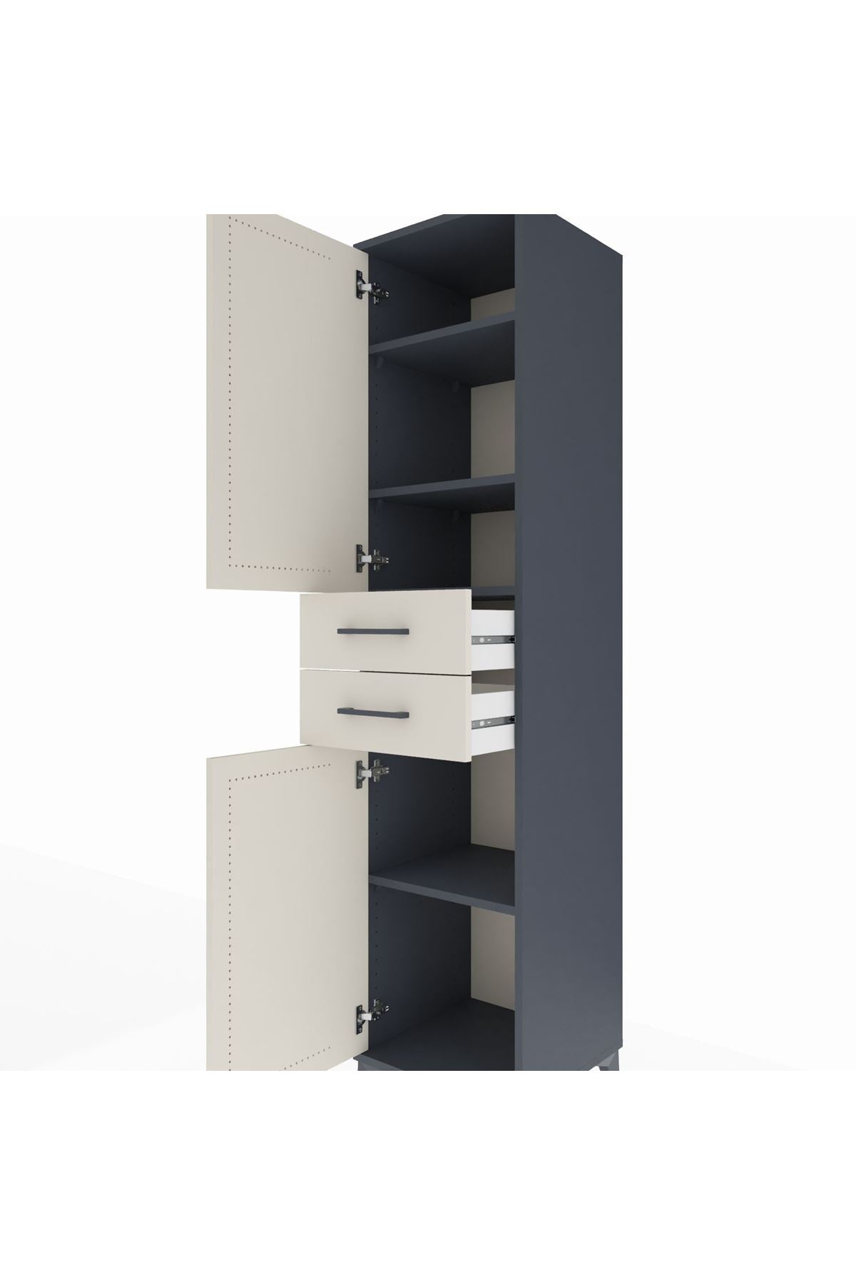 Hyperion Dolap 4 Raflı 2 Çekmeceli Tek Kapaklı 44x44x195 - S58M087V4B