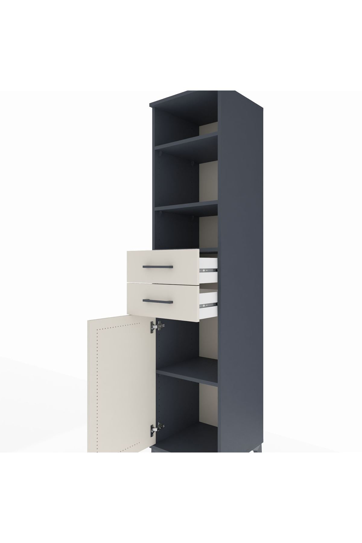 Hyperion Dolap 4 Raflı 2 Çekmeceli Tek Kapaklı 44x44x195 - S58M088V4B