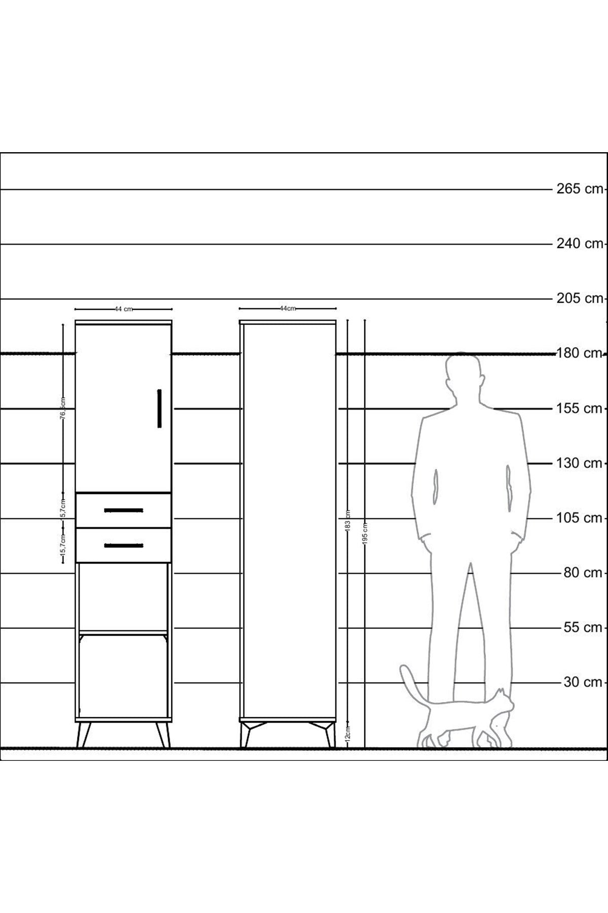 Hyperion Dolap 4 Raflı 2 Çekmeceli 44x44x195 - S58M089V1B