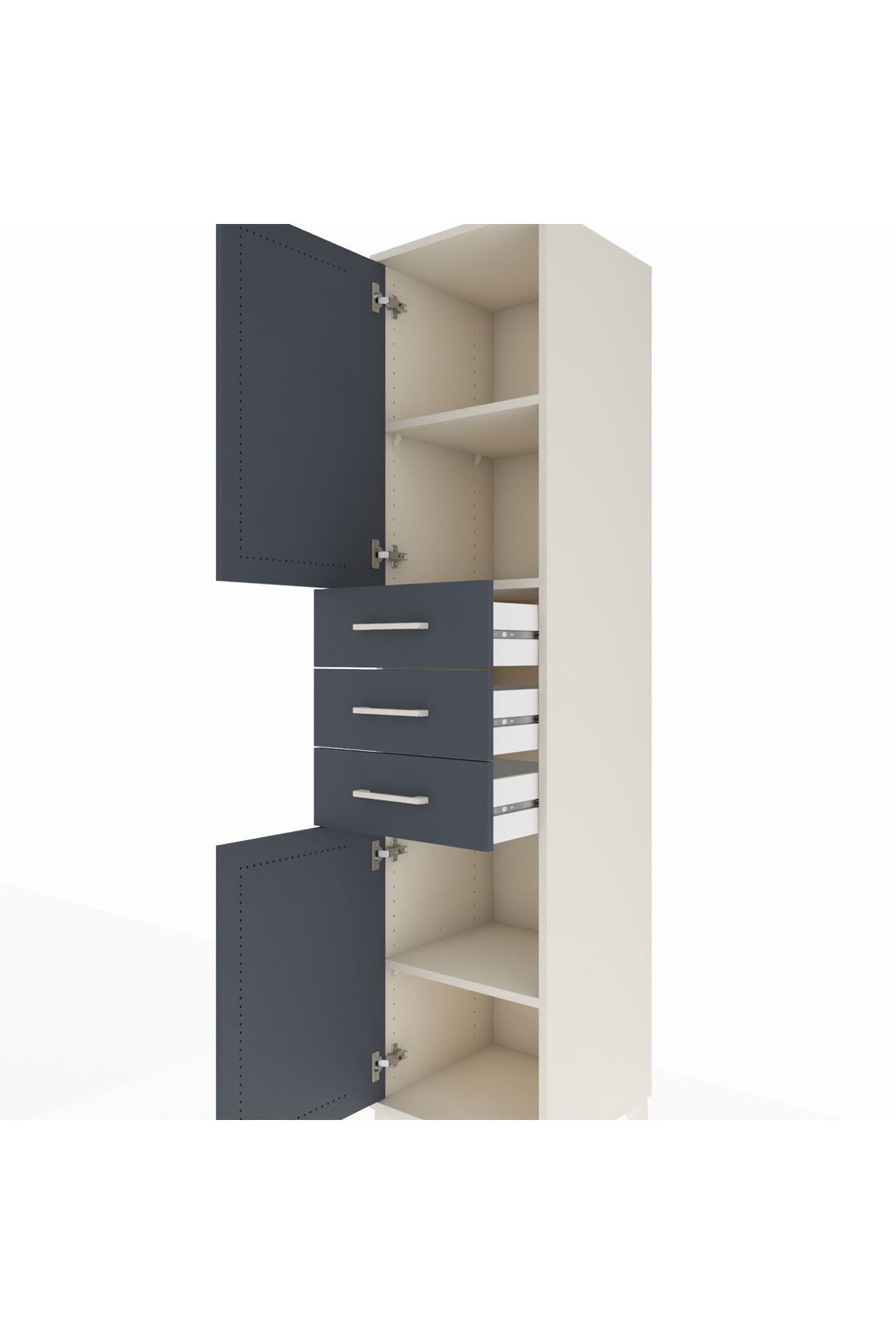 Hyperion Dolap 3 Raflı 3 Çekmeceli 2 Kapaklı 44x44x195 - S58M090V2B