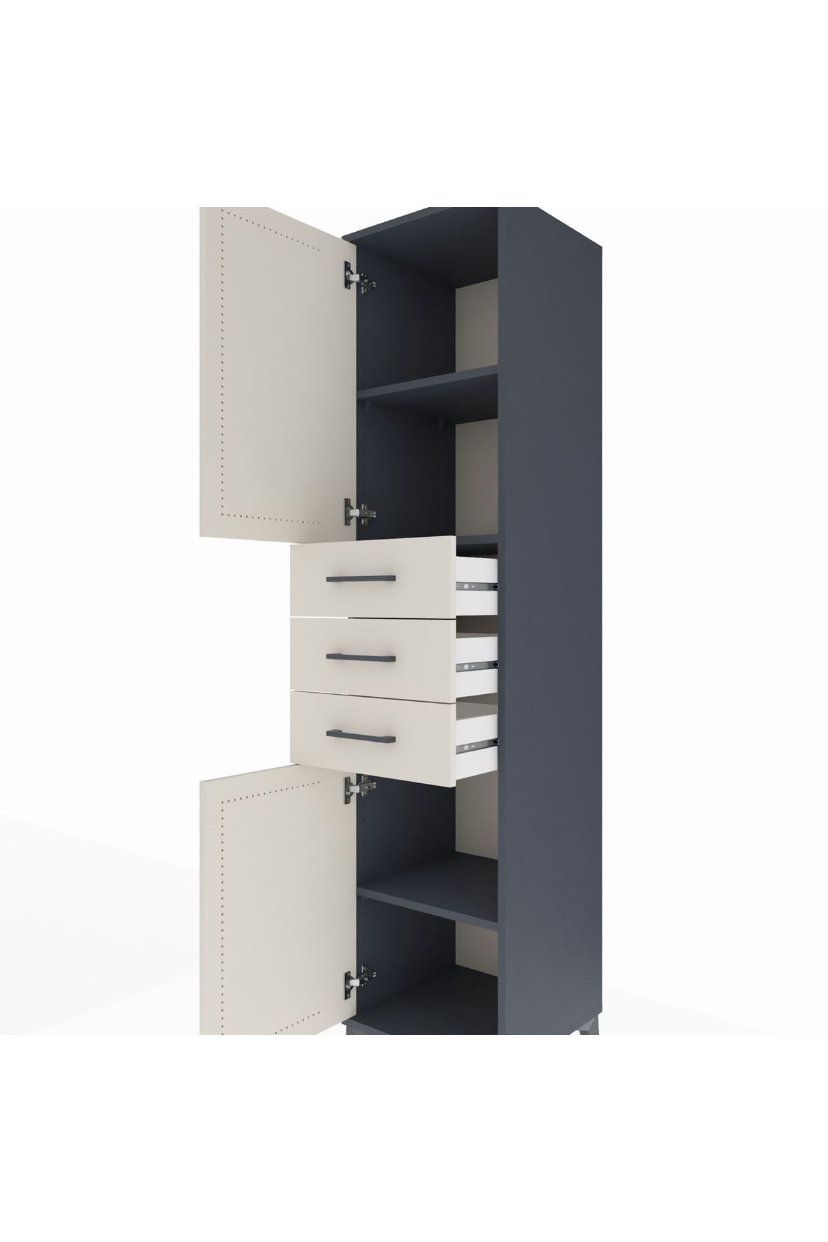Hyperion Dolap 3 Raflı 3 Çekmeceli 2 Kapaklı 44x44x195 - S58M090V4B