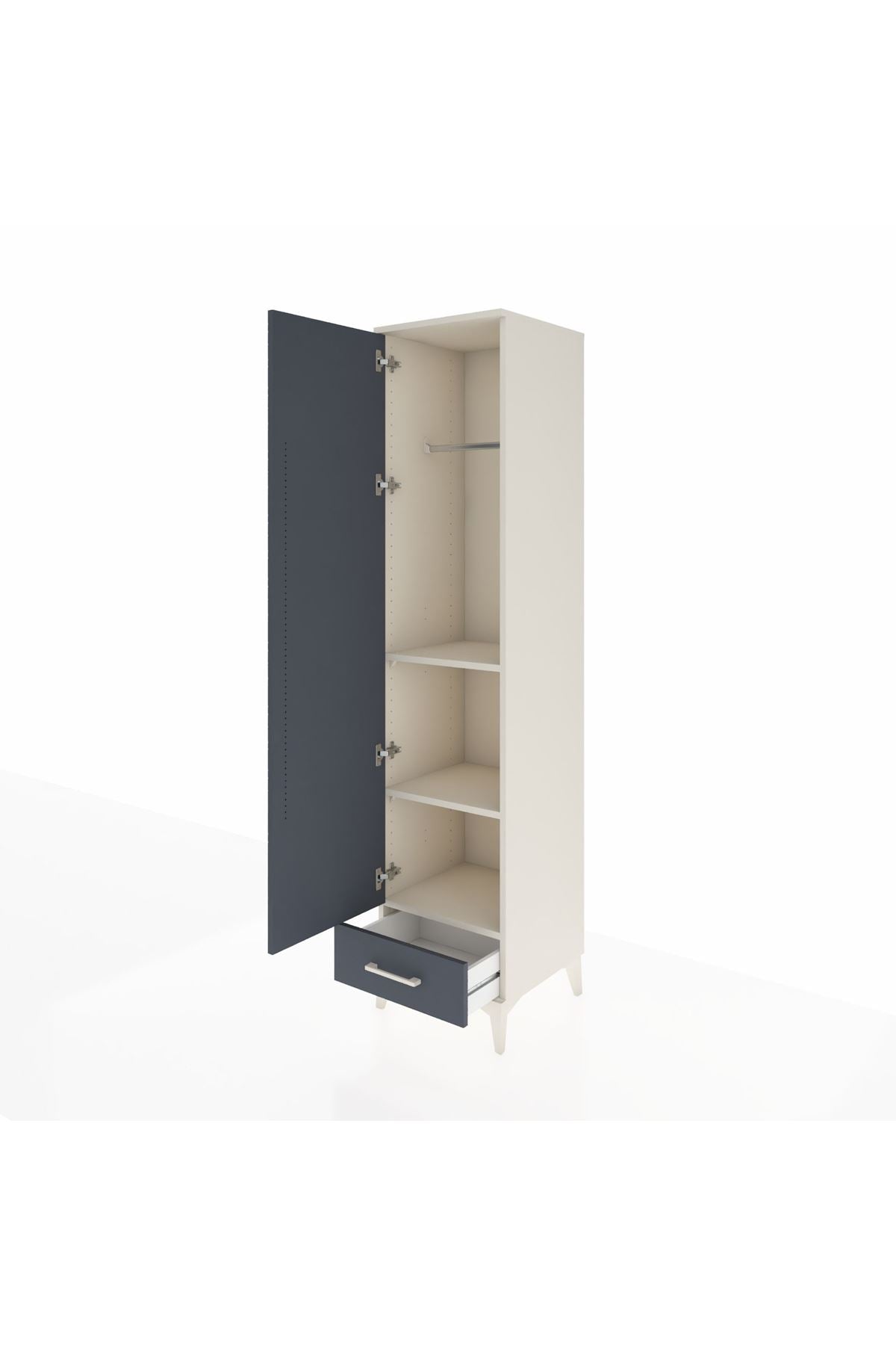 Hyperion Dolap 3 Raflı Tek Çekmeceli Tek Askılı 44x44x195 - S58M098V2B