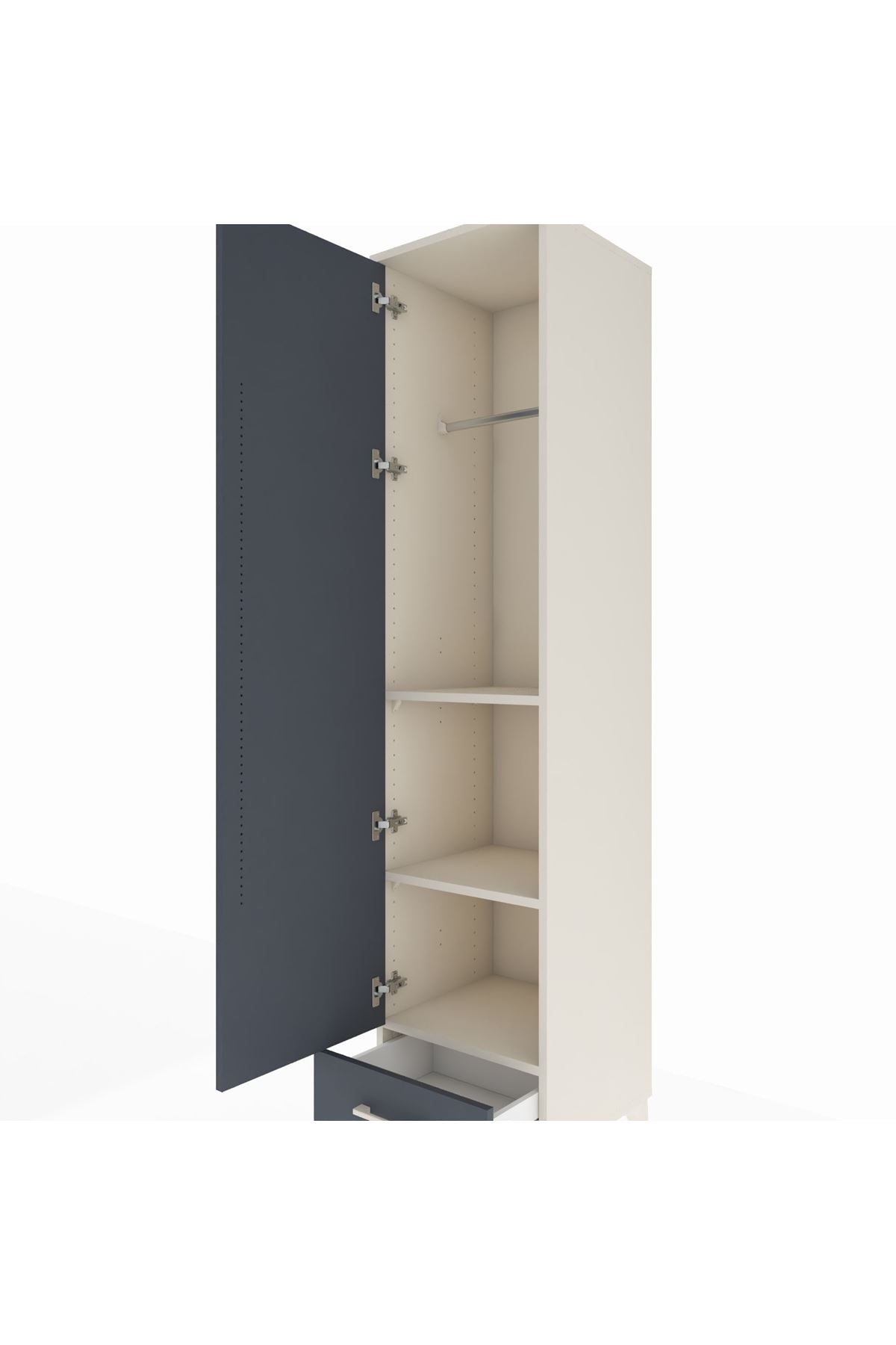 Hyperion Dolap 3 Raflı Tek Çekmeceli Tek Askılı 44x44x195 - S58M098V2B