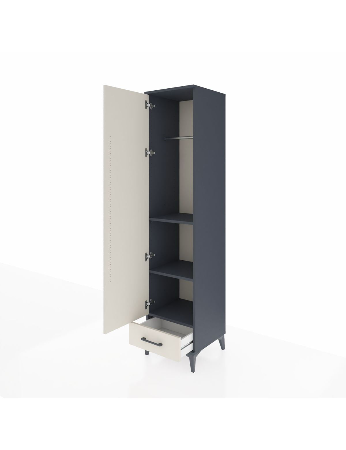 Hyperion Dolap 3 Raflı Tek Çekmeceli Tek Askılı 44x44x195 - S58M098V4B