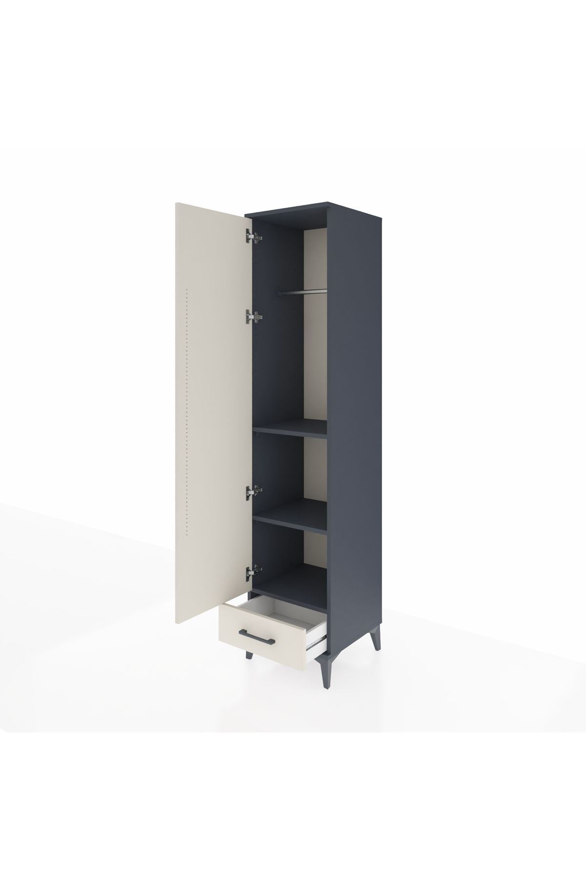 Hyperion Dolap 3 Raflı Tek Çekmeceli Tek Askılı 44x44x195 - S58M098V4B