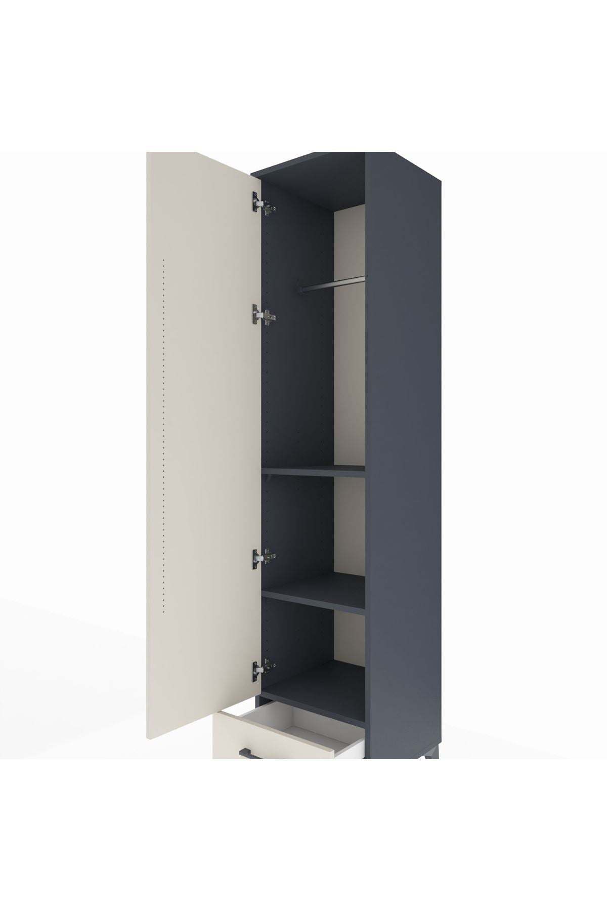 Hyperion Dolap 3 Raflı Tek Çekmeceli Tek Askılı 44x44x195 - S58M098V4B