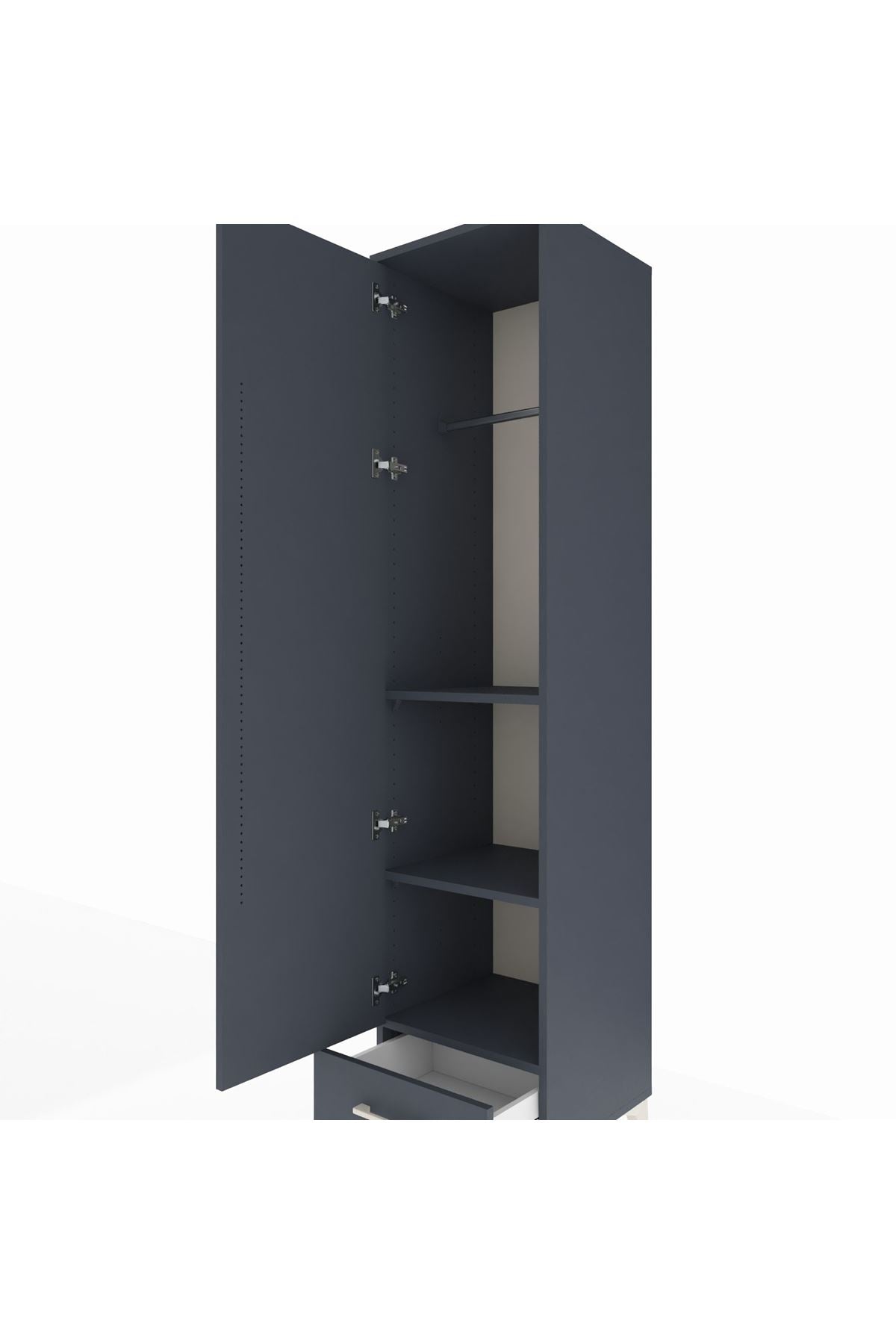 Hyperion Dolap 3 Raflı Tek Çekmeceli Tek Askılı 44x44x195 - S58M098V5B
