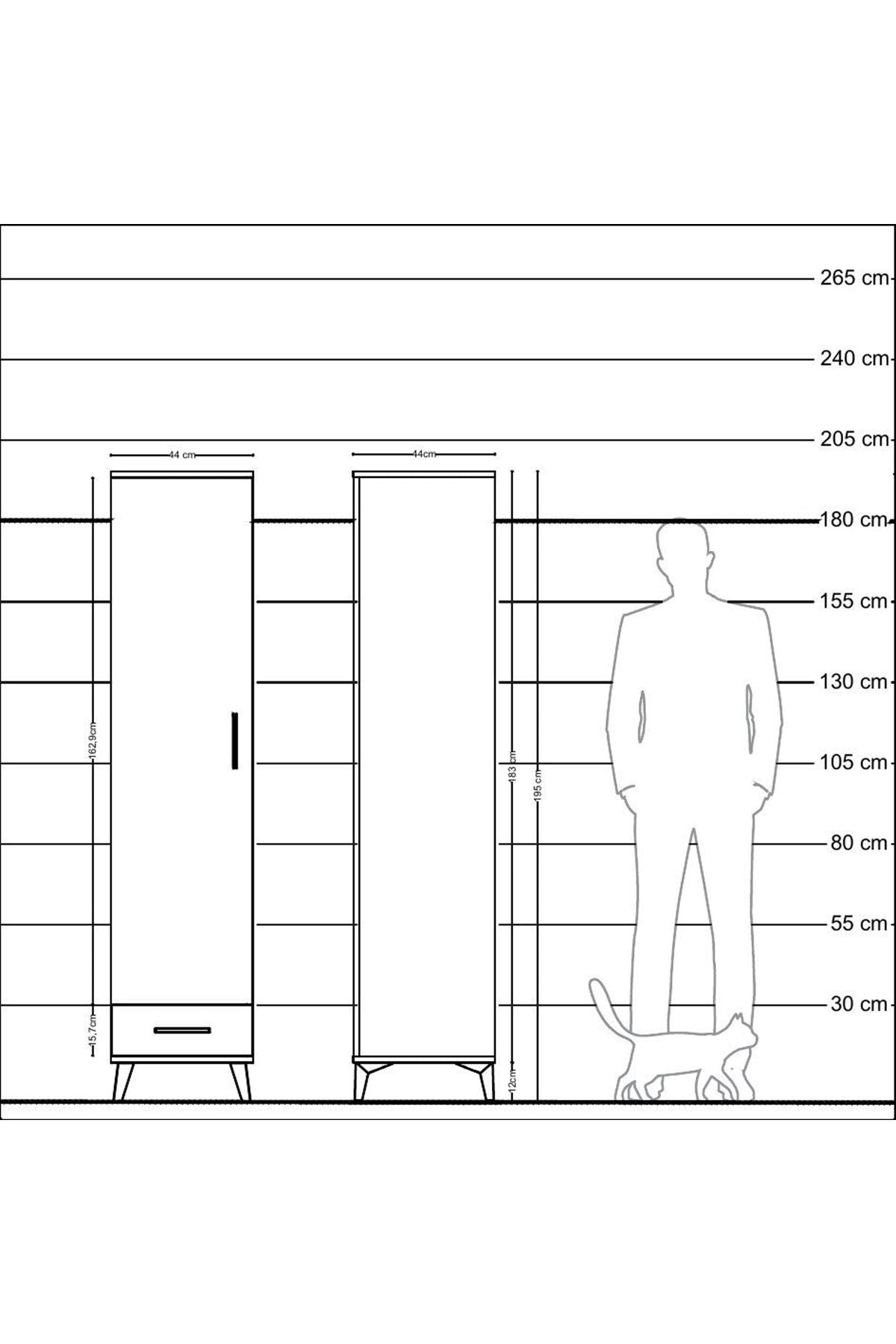 Hyperion Dolap 5 Raflı Tek Çekmeceli Tek Kapaklı 44x44x195 - S58M099V9B