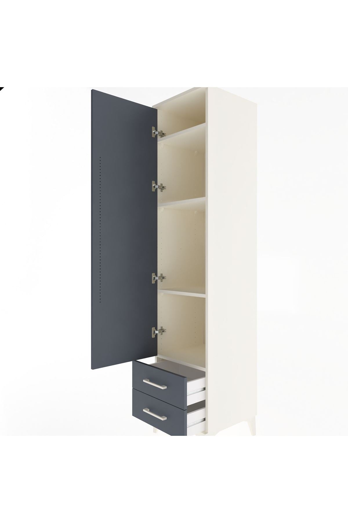 Hyperion Dolap 4 Raflı 2 Çekmeceli Tek Kapaklı 44x44x195 - S58M101V2B