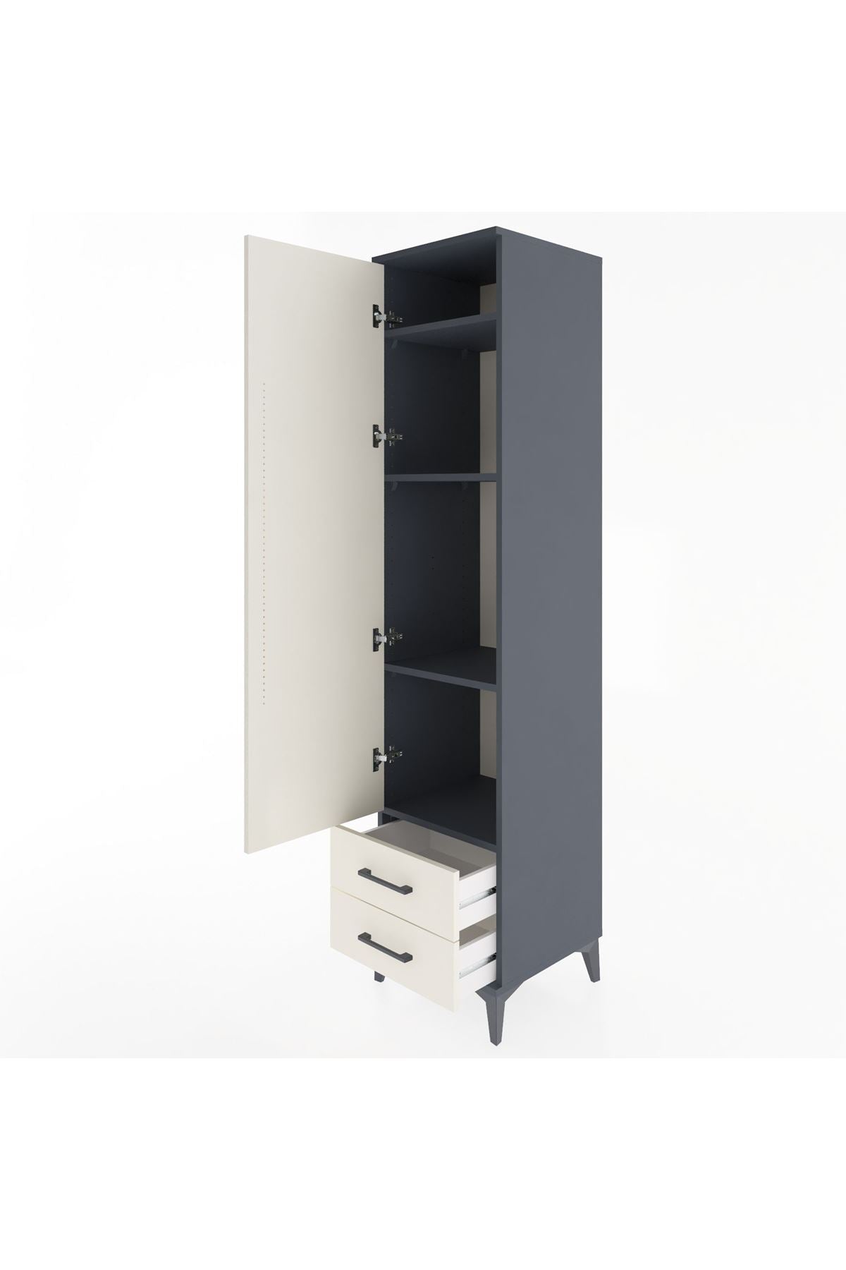 Hyperion Dolap 4 Raflı 2 Çekmeceli Tek Kapaklı 44x44x195 - S58M101V4B