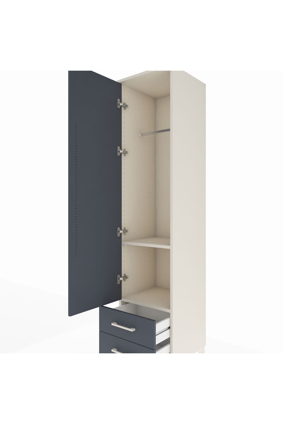 Hyperion Dolap 2 Raflı 2 Çekmeceli Tek Askılı 44x44x195 - S58M102V2B
