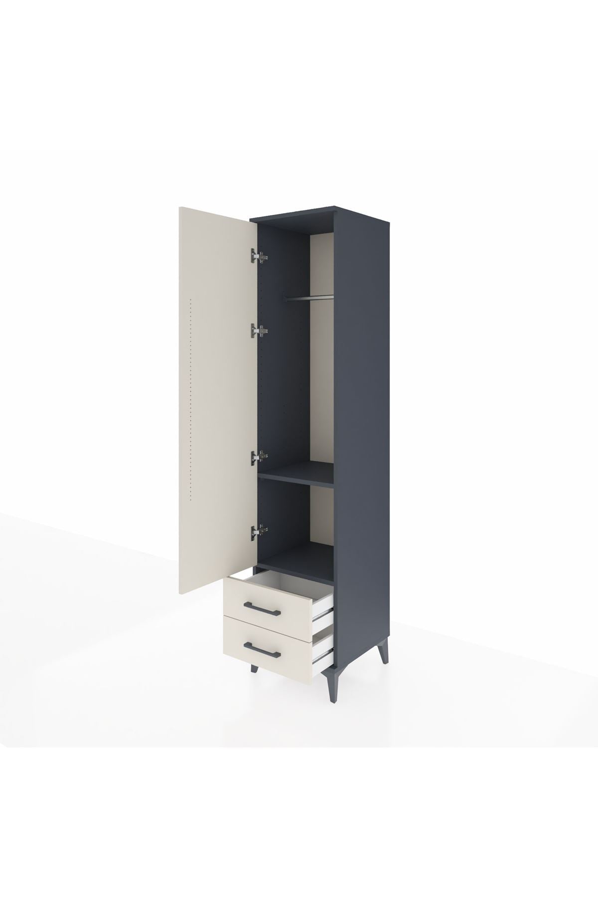 Hyperion Dolap 2 Raflı 2 Çekmeceli Tek Askılı 44x44x195 - S58M102V4B
