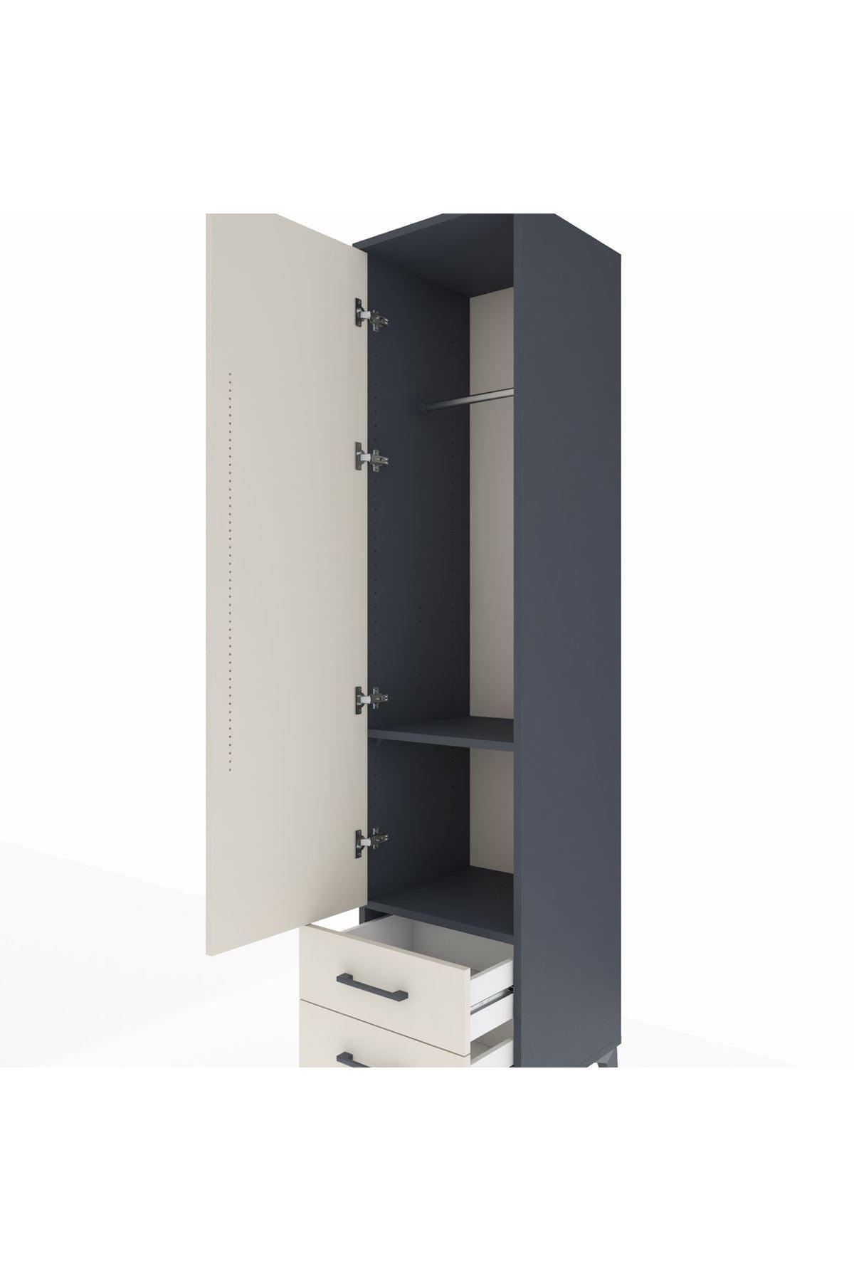 Hyperion Dolap 2 Raflı 2 Çekmeceli Tek Askılı 44x44x195 - S58M102V4B