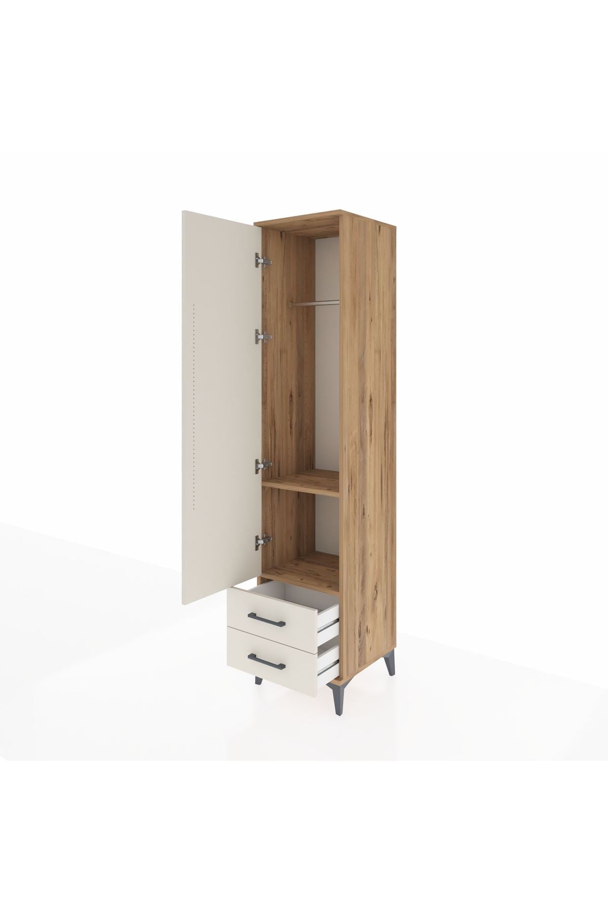 Hyperion Dolap 2 Raflı 2 Çekmeceli Tek Askılı 44x44x195 - S58M102V7B