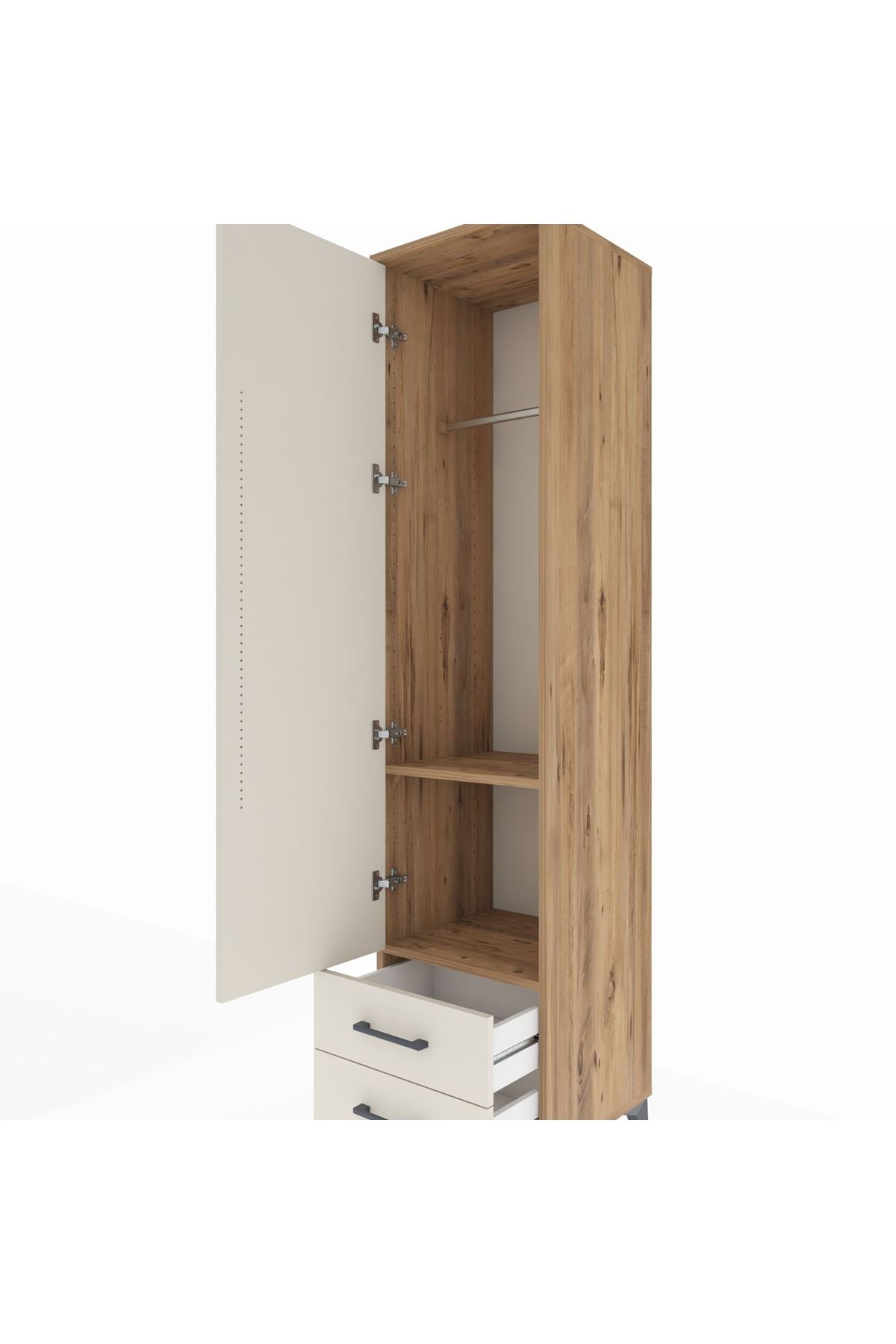 Hyperion Dolap 2 Raflı 2 Çekmeceli Tek Askılı 44x44x195 - S58M102V7B