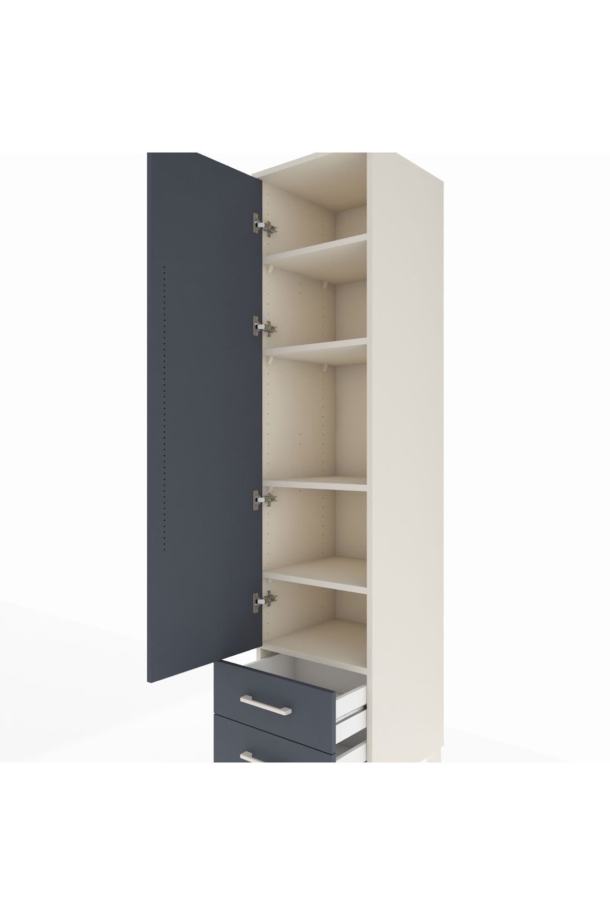 Hyperion Dolap 5 Raflı 2 Çekmeceli Tek Kapaklı 44x44x195 - S58M104V2B