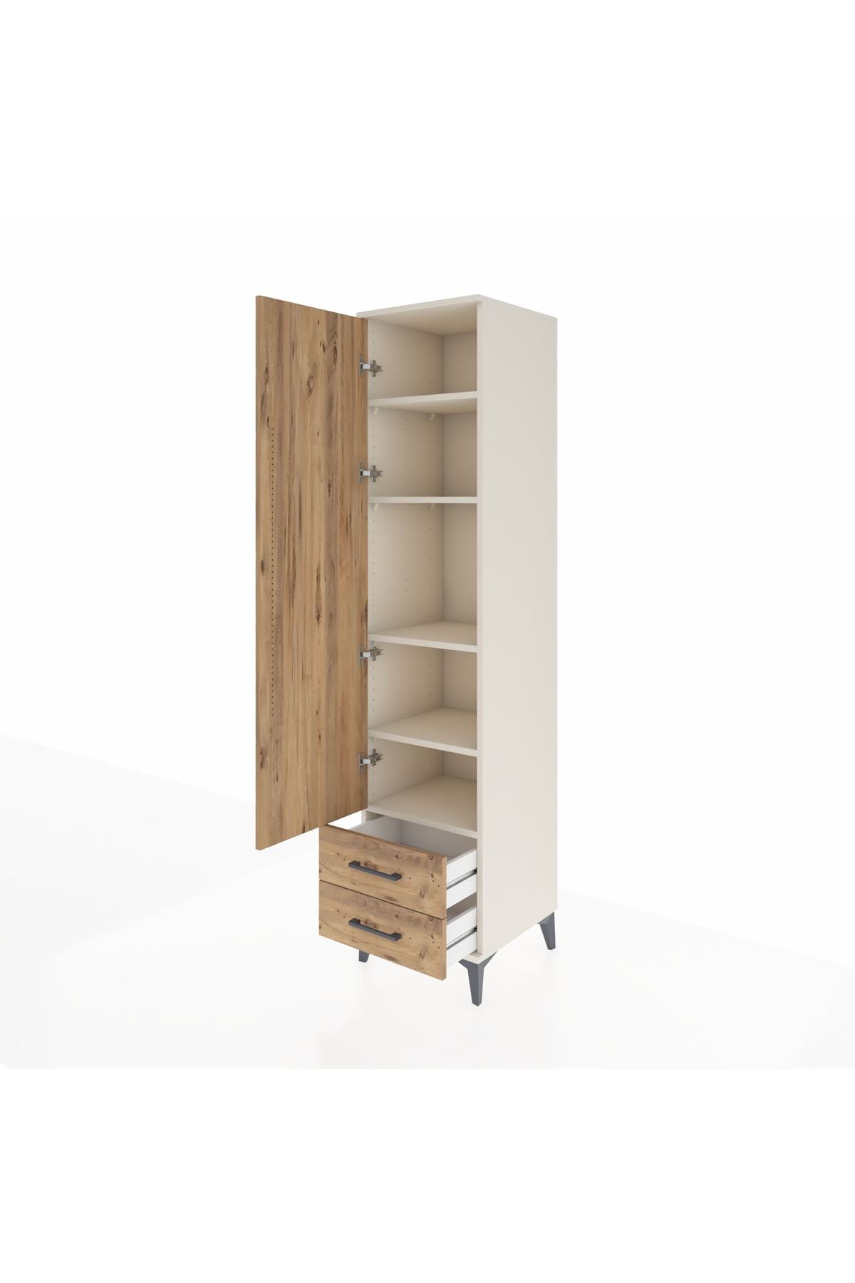 Hyperion Dolap 5 Raflı 2 Çekmeceli Tek Kapaklı 44x44x195 - S58M104V3B