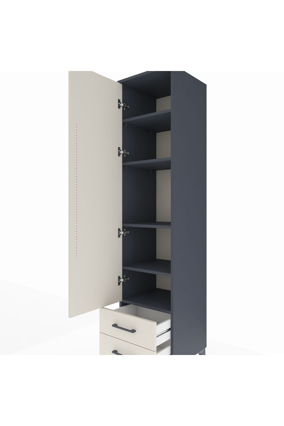 Hyperion Dolap 5 Raflı 2 Çekmeceli Tek Kapaklı 44x44x195 - S58M104V4B