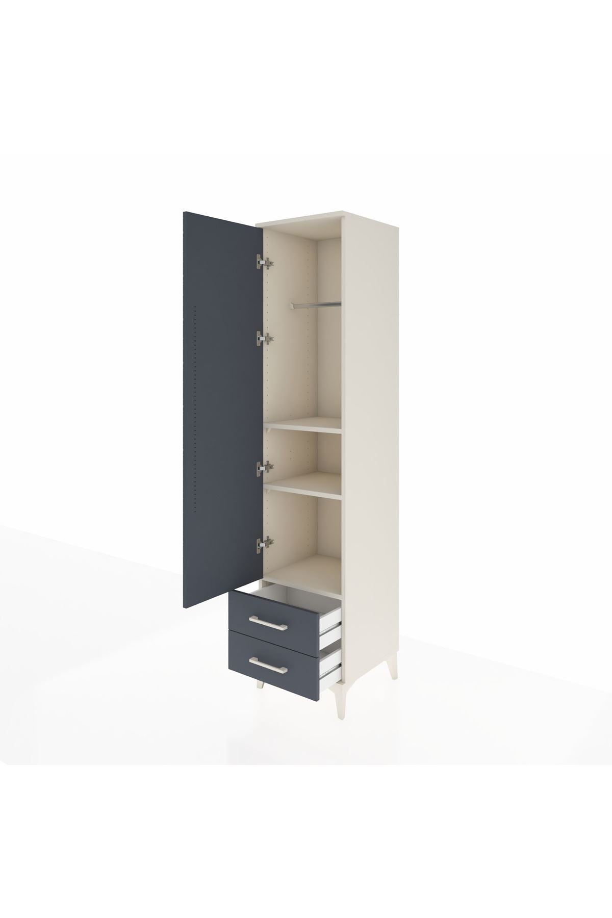 Hyperion Dolap 3 Raflı 2 Çekmeceli Tek Askılı 44x44x195 - S58M105V2B