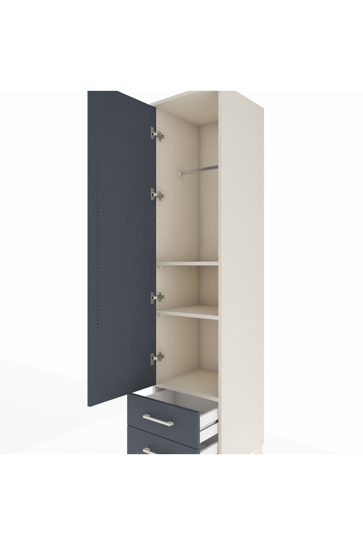 Hyperion Dolap 3 Raflı 2 Çekmeceli Tek Askılı 44x44x195 - S58M105V2B
