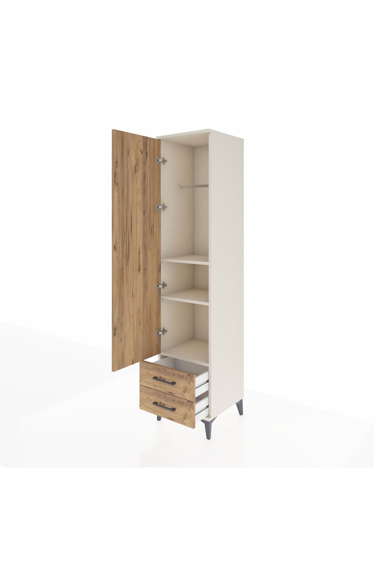 Hyperion Dolap 3 Raflı 2 Çekmeceli Tek Askılı 44x44x195 - S58M105V3B