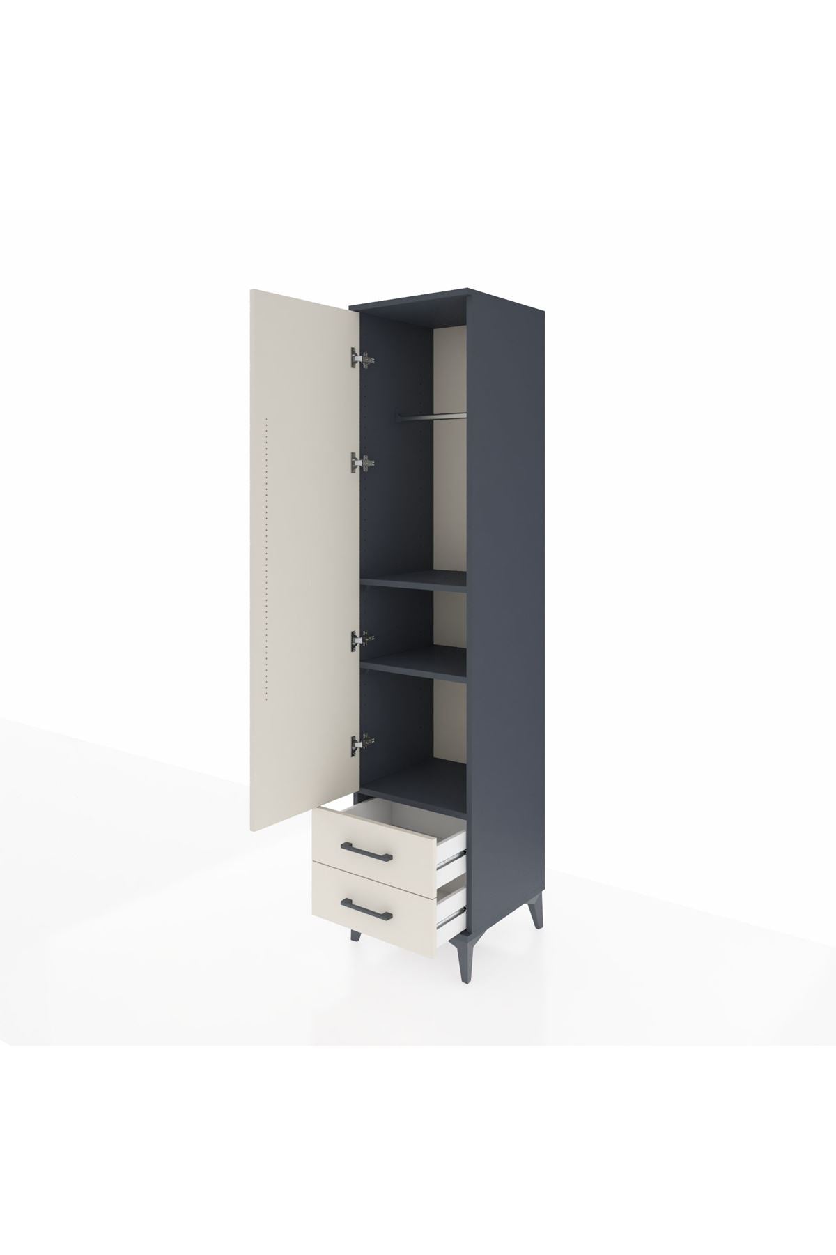 Hyperion Dolap 3 Raflı 2 Çekmeceli Tek Askılı 44x44x195 - S58M105V4B