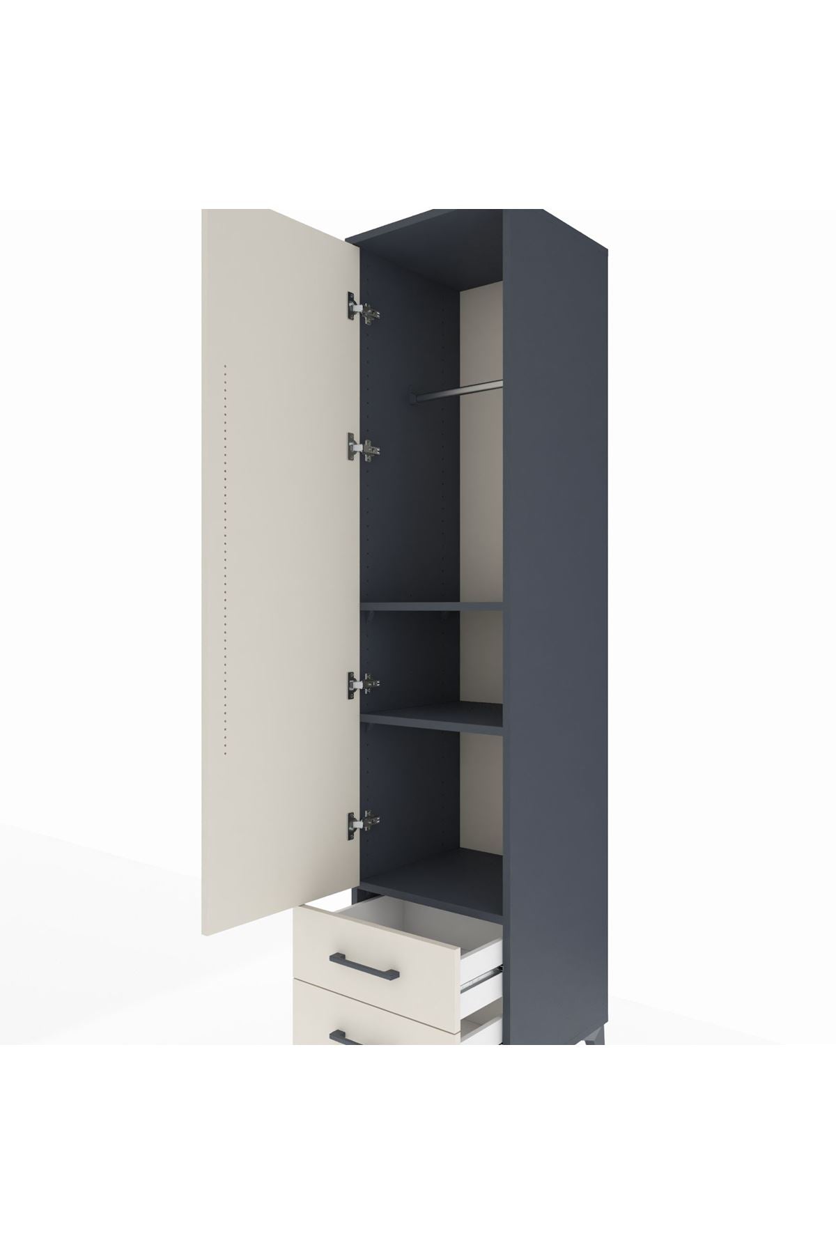 Hyperion Dolap 3 Raflı 2 Çekmeceli Tek Askılı 44x44x195 - S58M105V4B