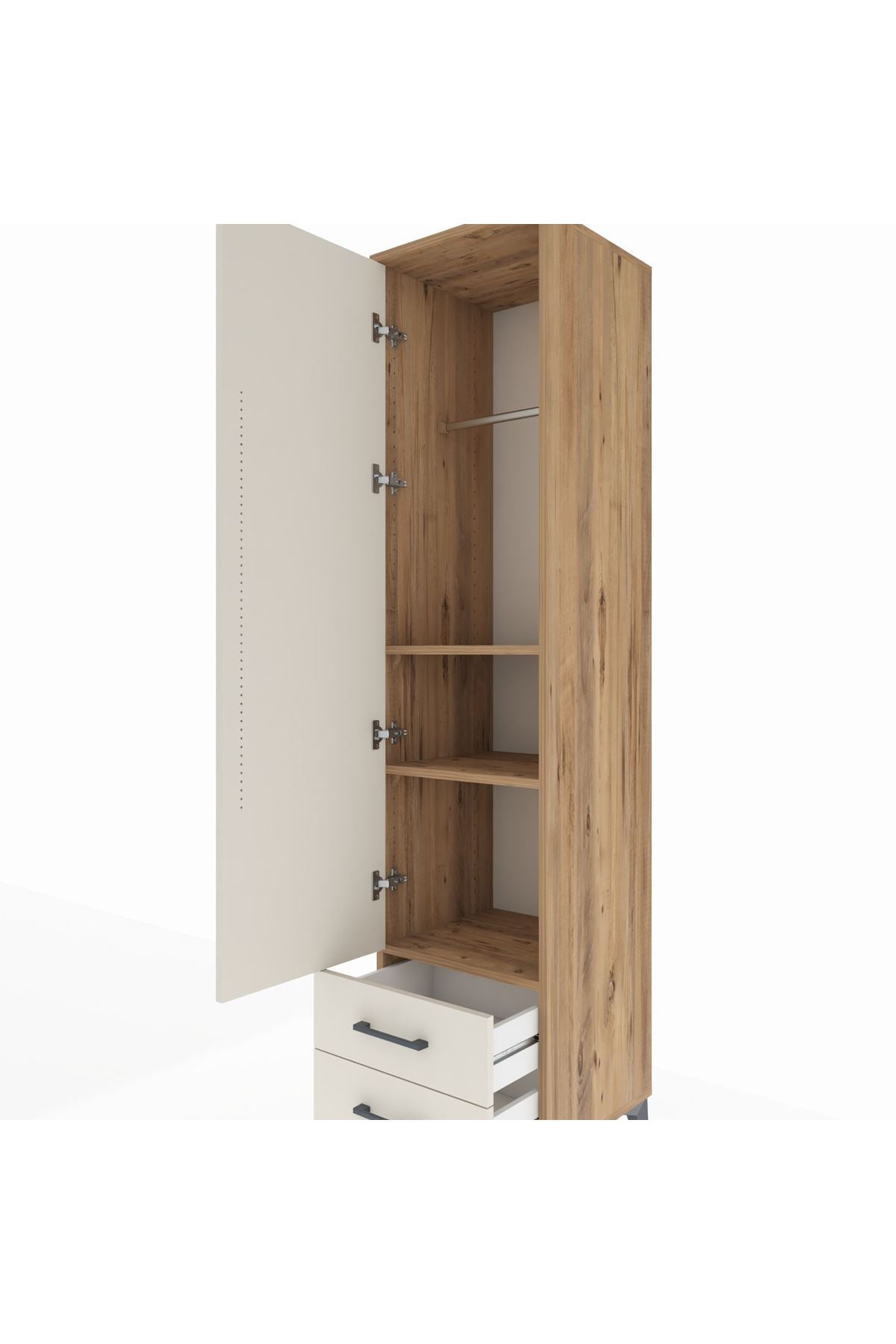 Hyperion Dolap 3 Raflı 2 Çekmeceli Tek Askılı 44x44x195 - S58M105V7B