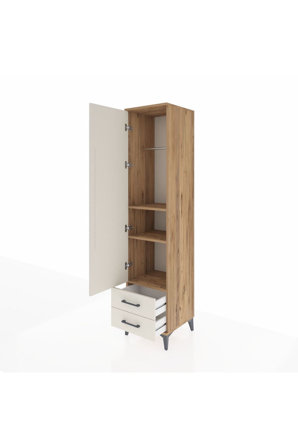 Hyperion Dolap 3 Raflı 2 Çekmeceli Tek Askılı 44x44x195 - S58M105V7B