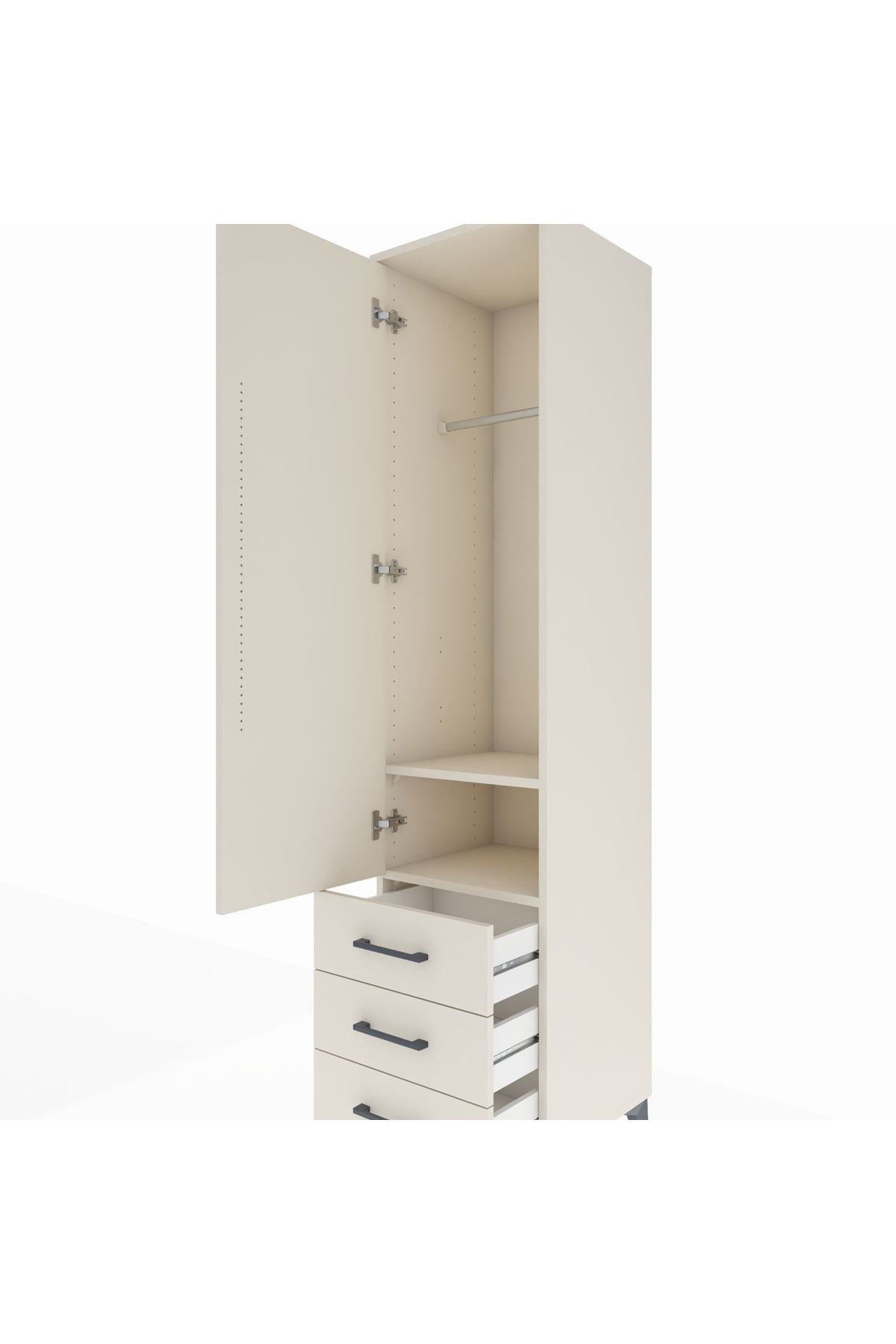 Hyperion Dolap 2 Raflı 3 Çekmeceli Tek Askılı 44x44x195 - S58M106V1B