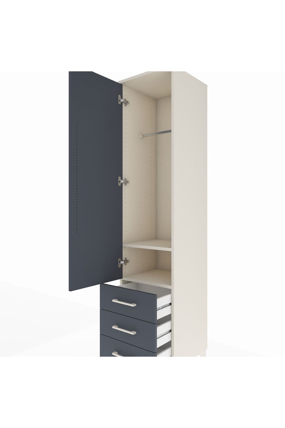 Hyperion Dolap 2 Raflı 3 Çekmeceli Tek Askılı 44x44x195 - S58M106V2B