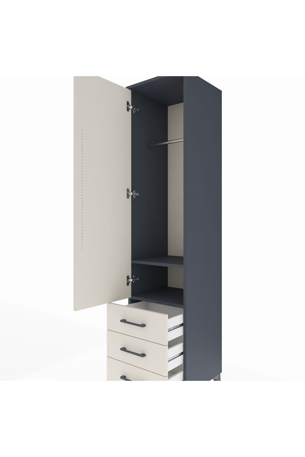 Hyperion Dolap 2 Raflı 3 Çekmeceli Tek Askılı 44x44x195 - S58M106V4B