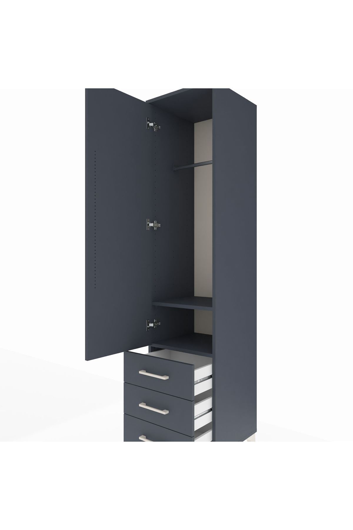 Hyperion Dolap 2 Raflı 3 Çekmeceli Tek Askılı 44x44x195 - S58M106V5B