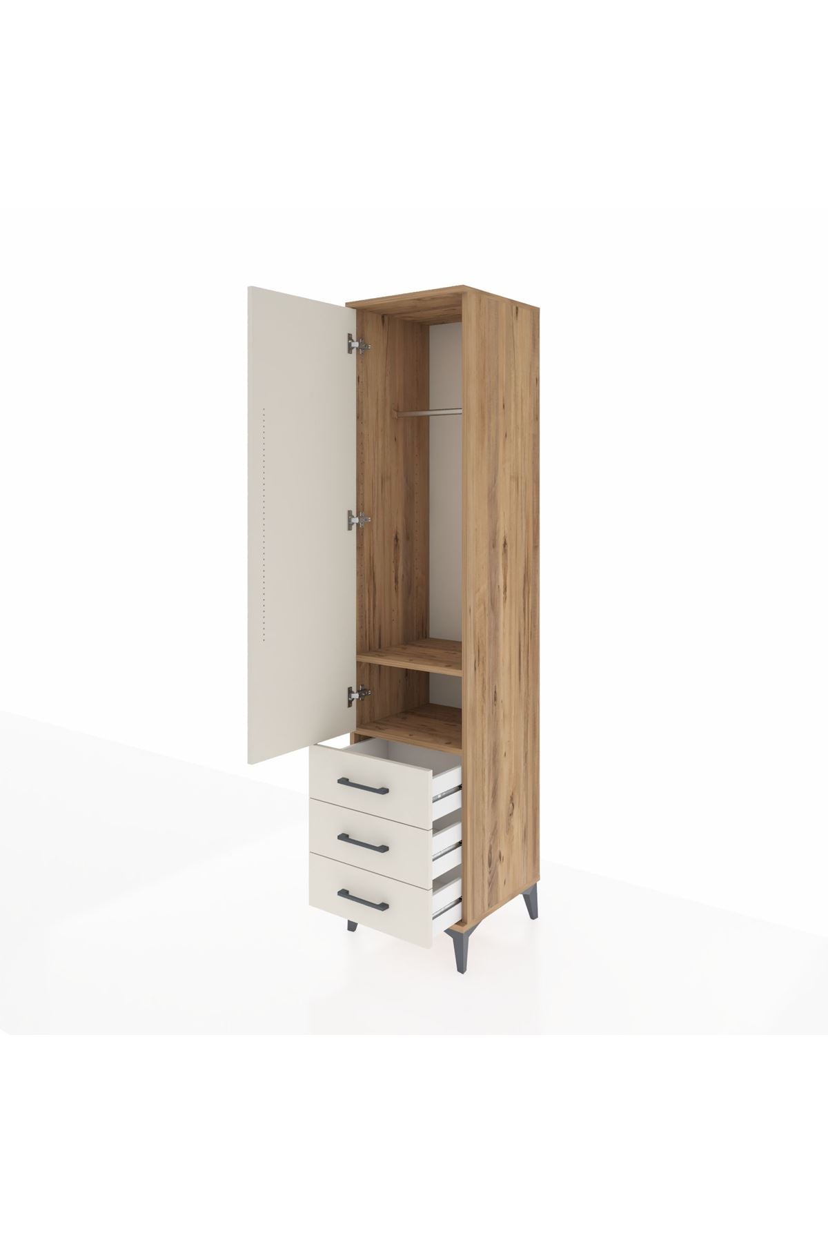 Hyperion Dolap 2 Raflı 3 Çekmeceli Tek Askılı 44x44x195 - S58M106V7B
