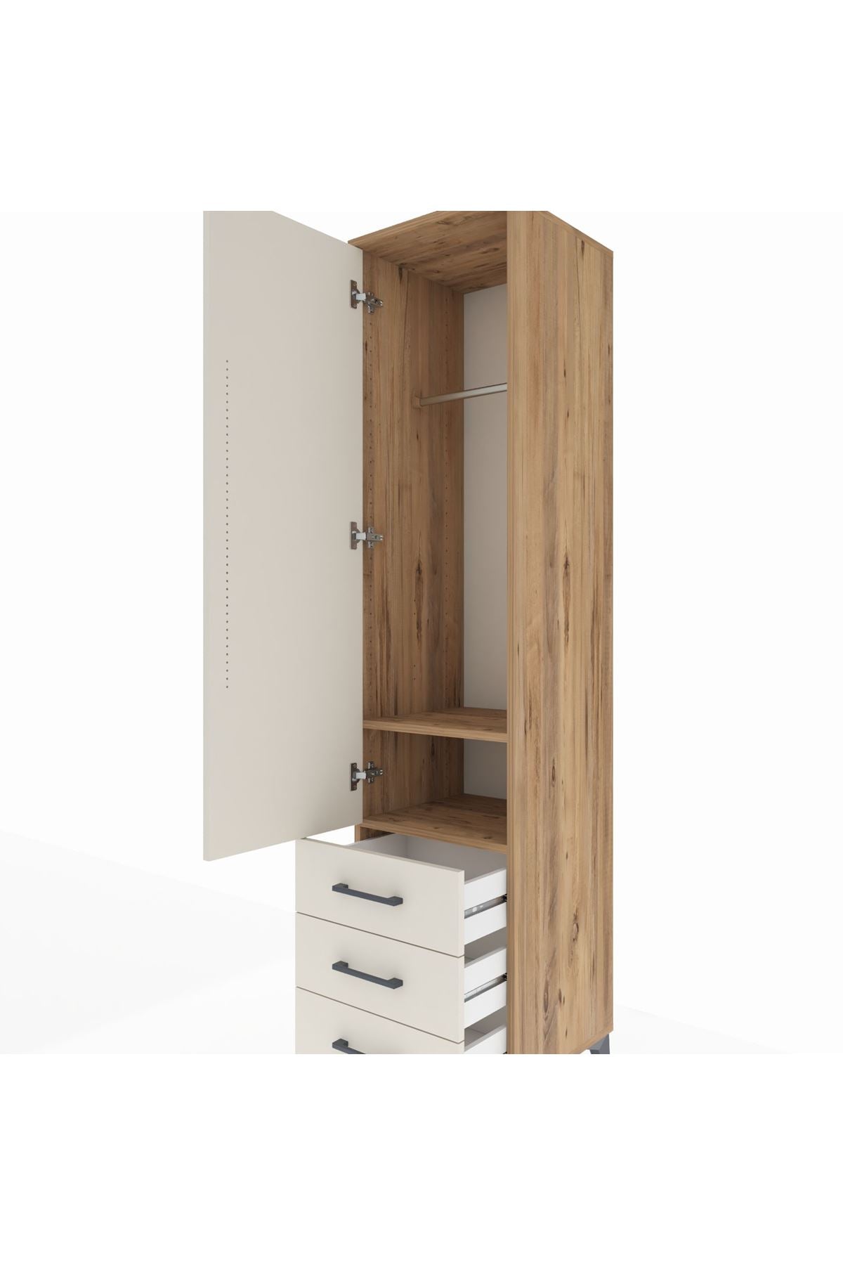 Hyperion Dolap 2 Raflı 3 Çekmeceli Tek Askılı 44x44x195 - S58M106V7B