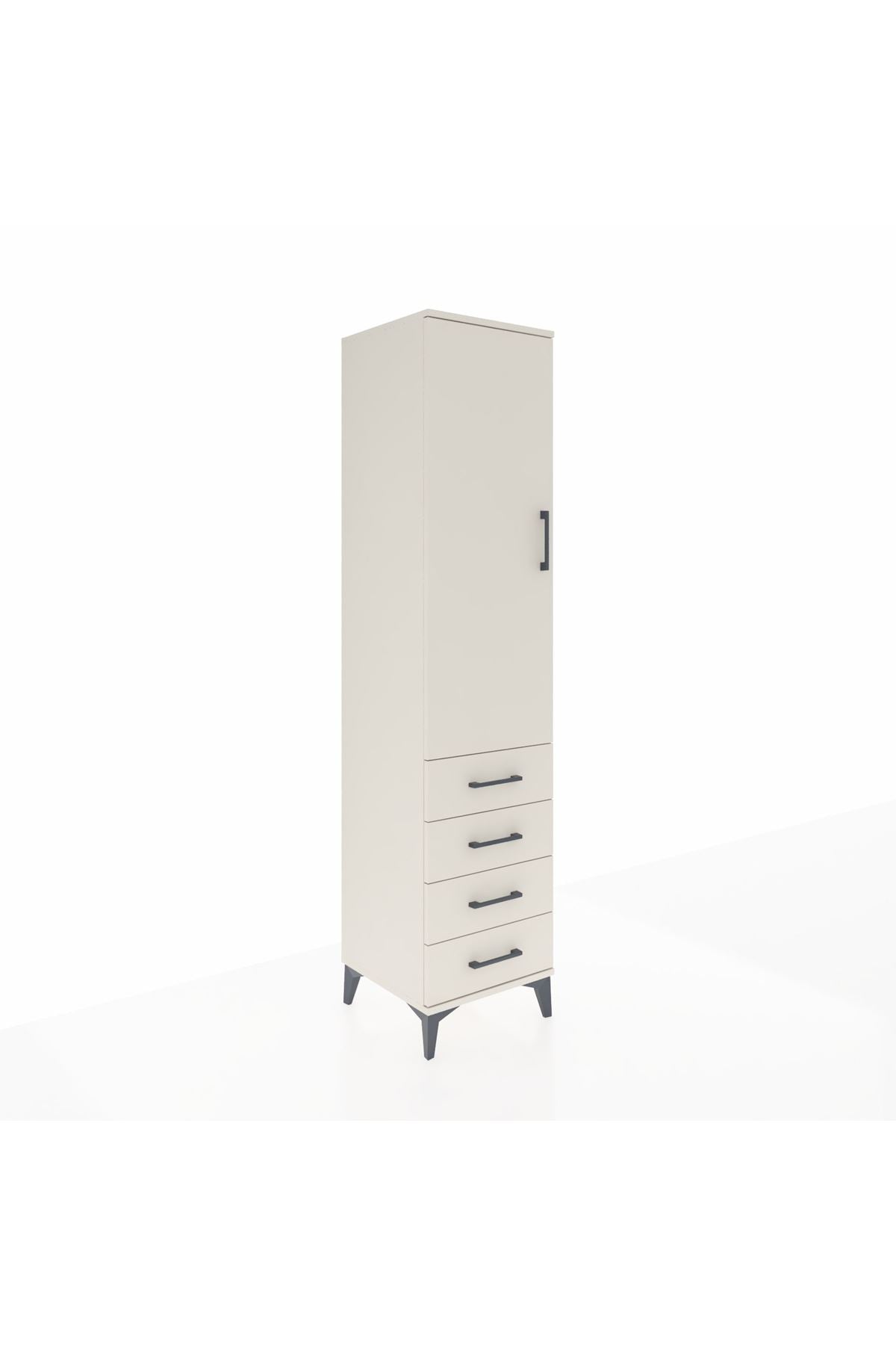 Hyperion Dolap Tek Raflı 4 Çekmeceli Tek Askılı 44x44x195 - S58M109V1B