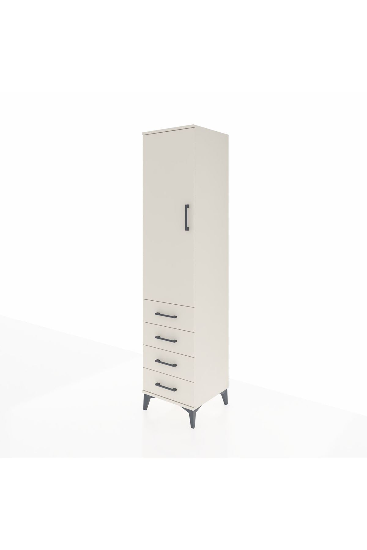 Hyperion Dolap Tek Raflı 4 Çekmeceli Tek Askılı 44x44x195 - S58M109V1B